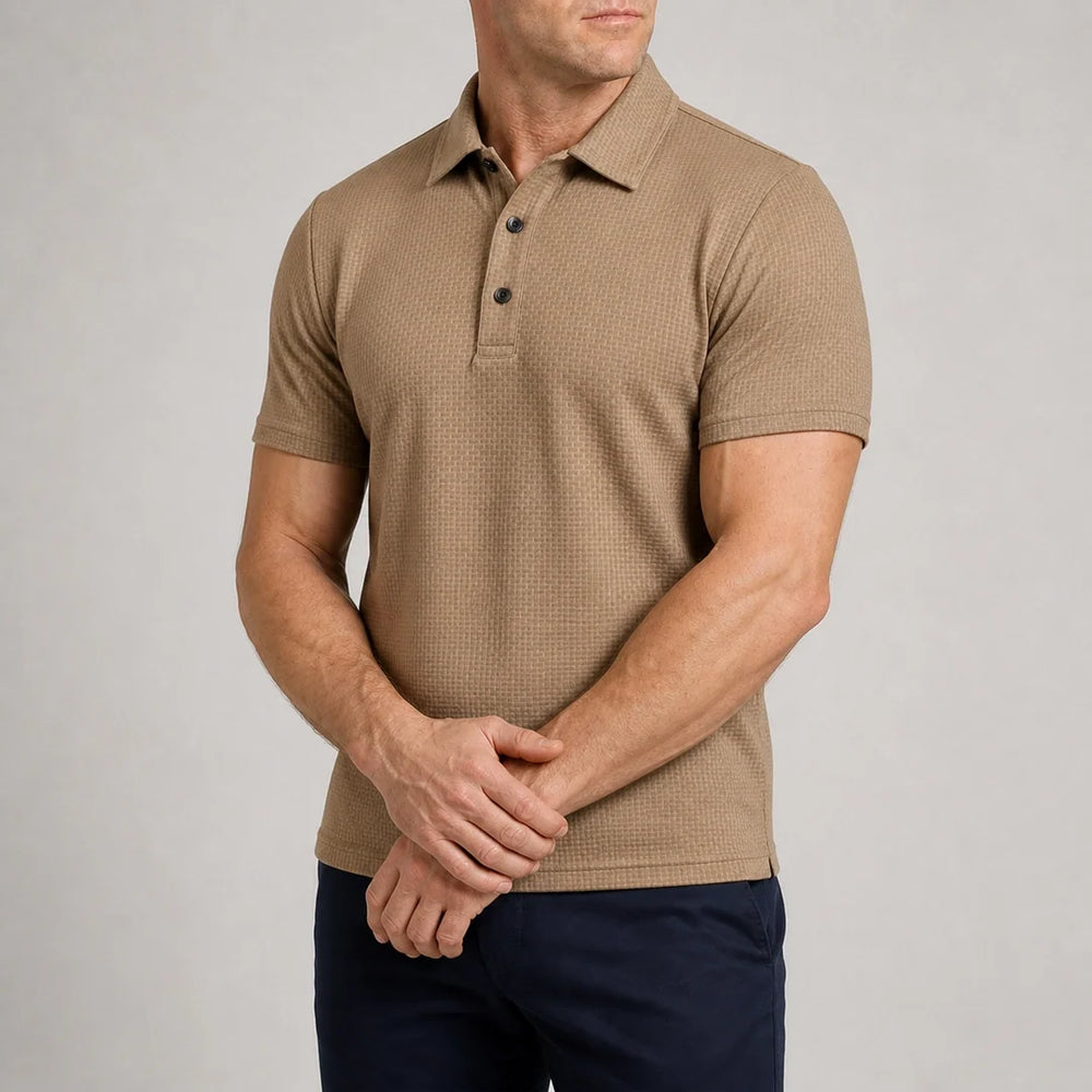 Men's Textured Stretch Polo Shirt