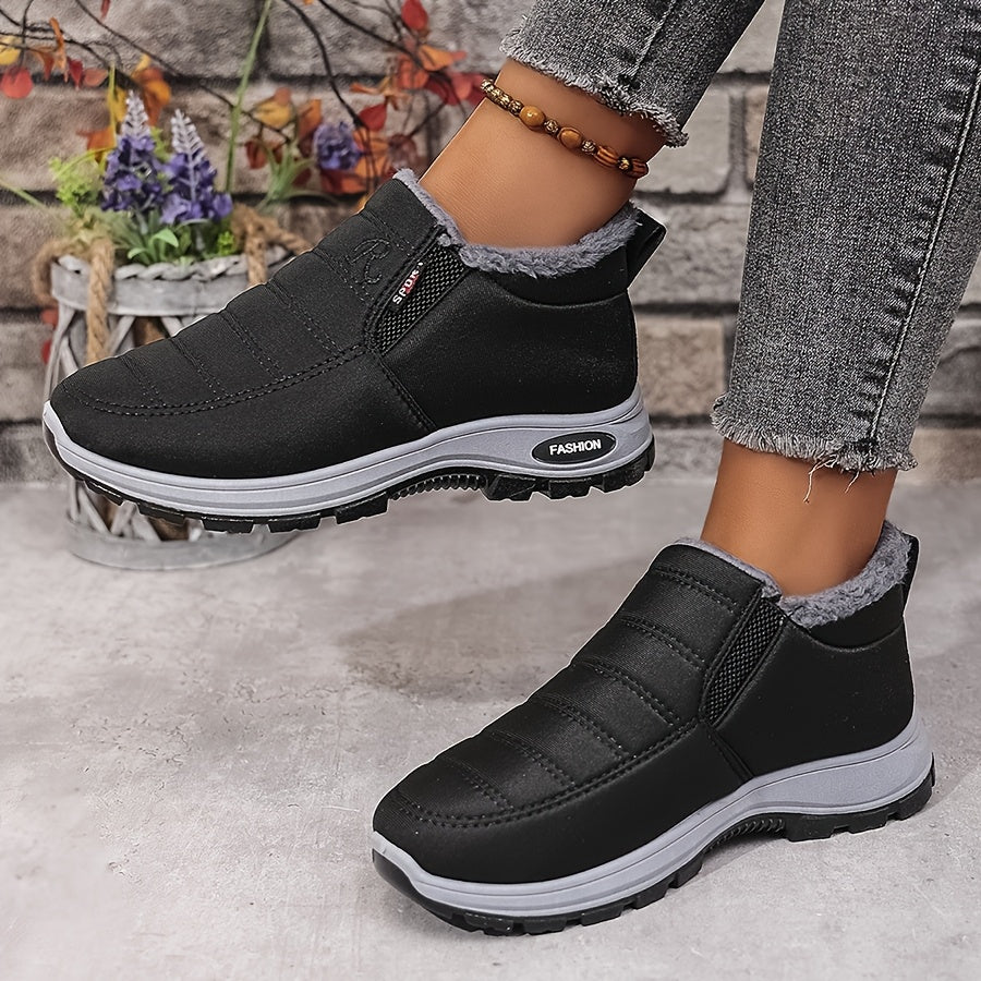 Quilted Plush-Lined Slip-On Sneaker Boots