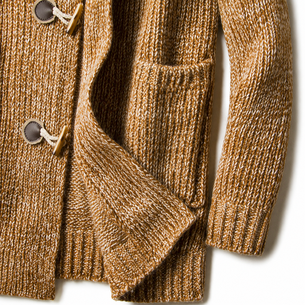Men's Chunky Knit Hooded Toggle Cardigan