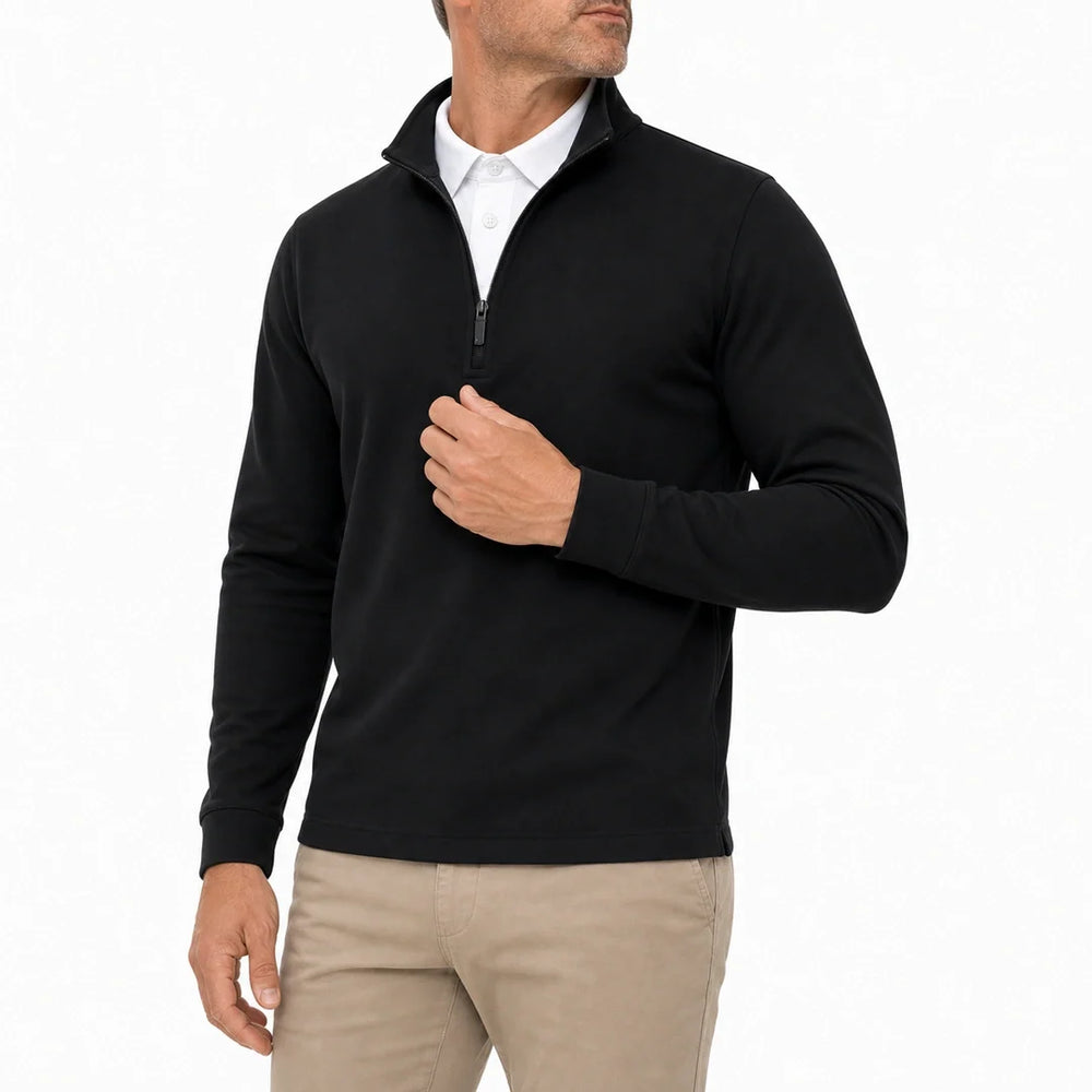 Men's Layered-Look Collar Quarter-Zip Pullover