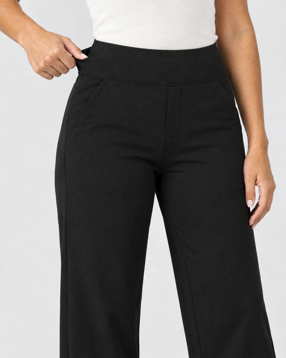 High-Rise Straight-Leg Stretch Pants
