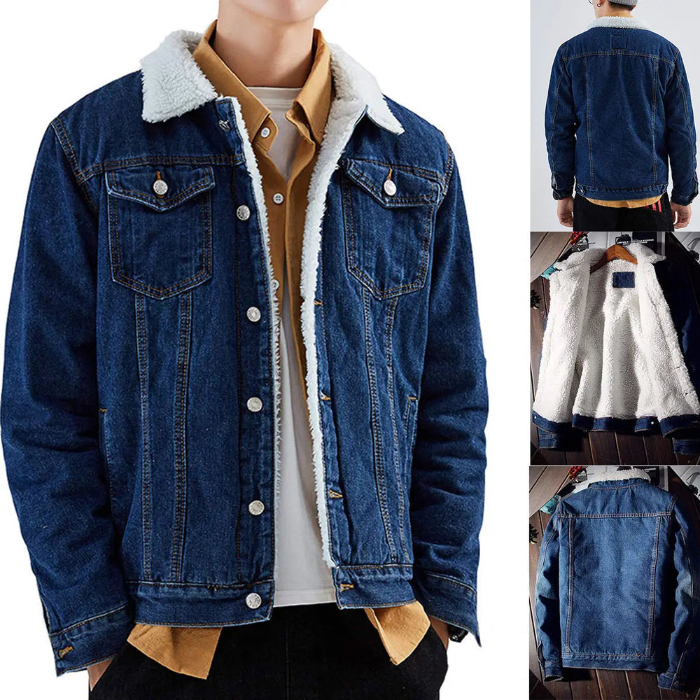 Men's Sherpa-Lined Denim Trucker Jacket