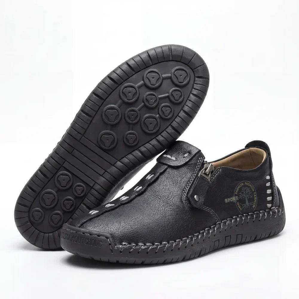 Hand-Stitched Side-Zip Slip-On Loafers