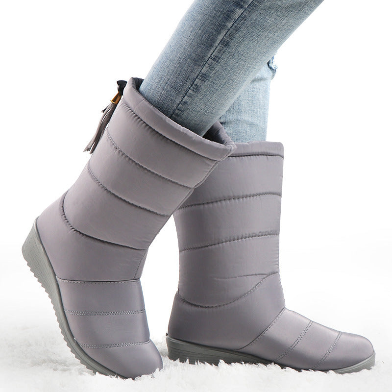 Quilted Puffer Mid-Calf Snow Boots