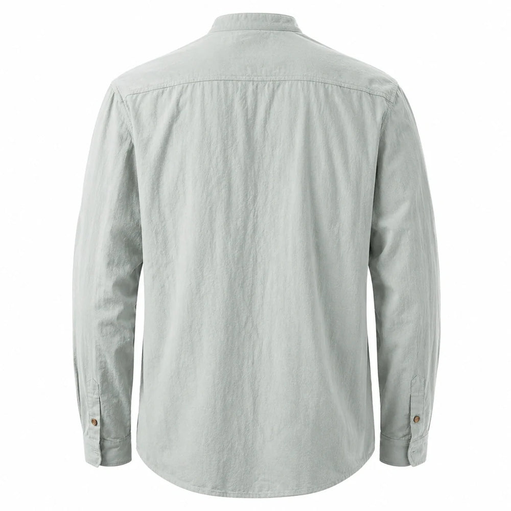 Men's Band Collar Long Sleeve Shirt