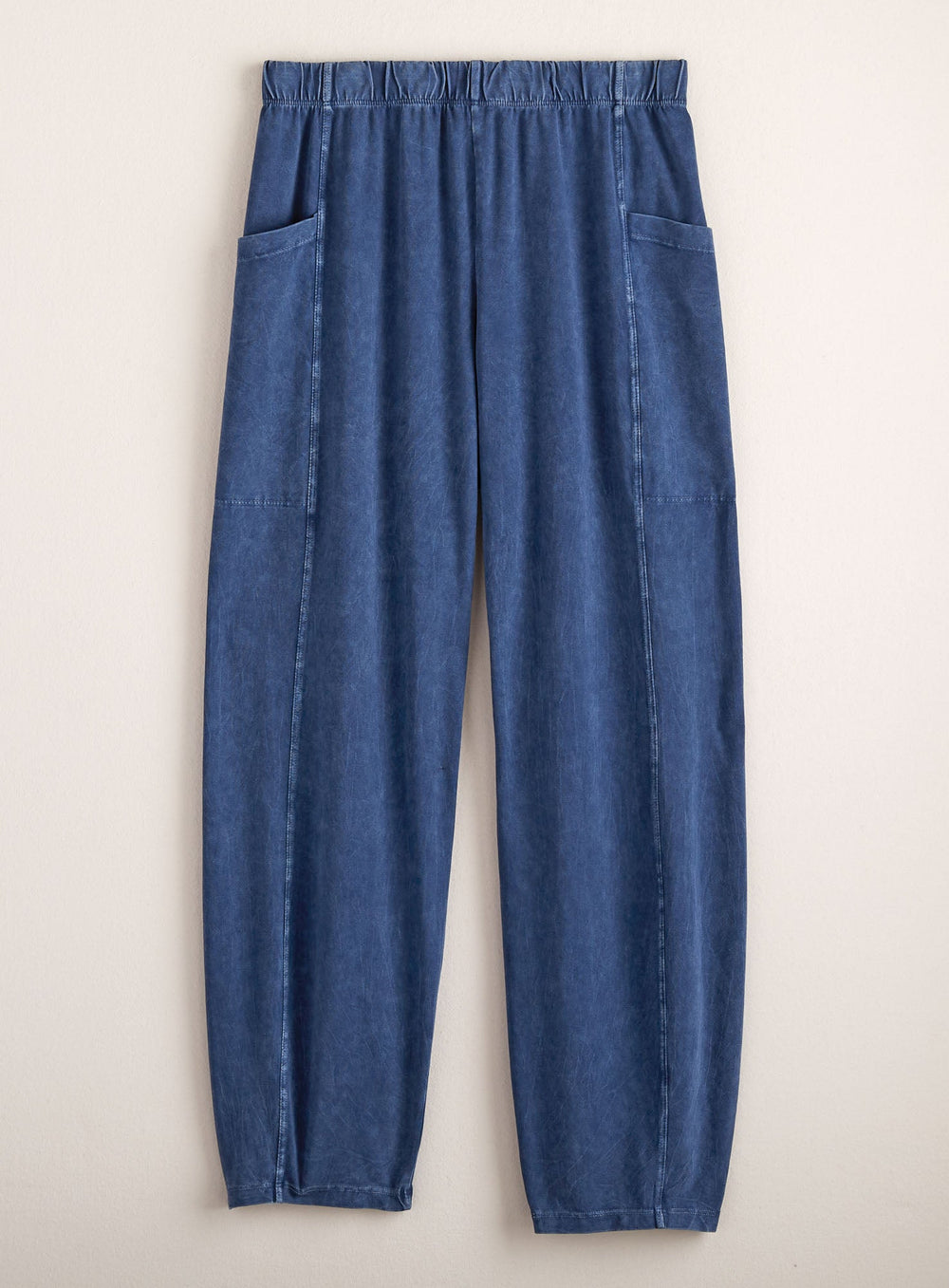 Mineral-Wash Pull-On Barrel Pants with Side Pockets
