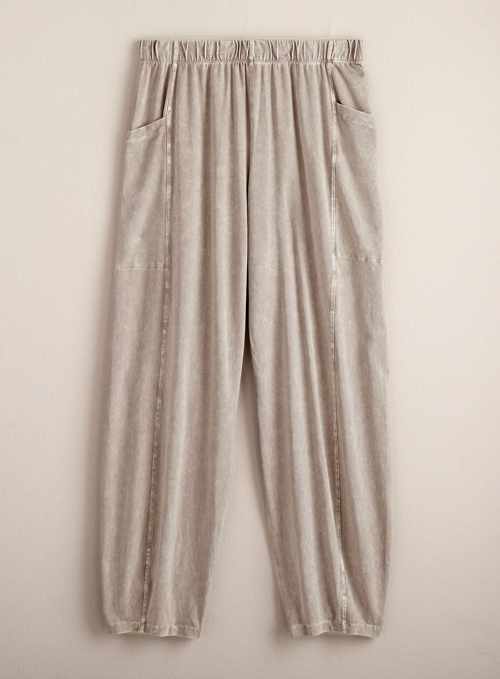 Mineral-Wash Pull-On Barrel Pants with Side Pockets