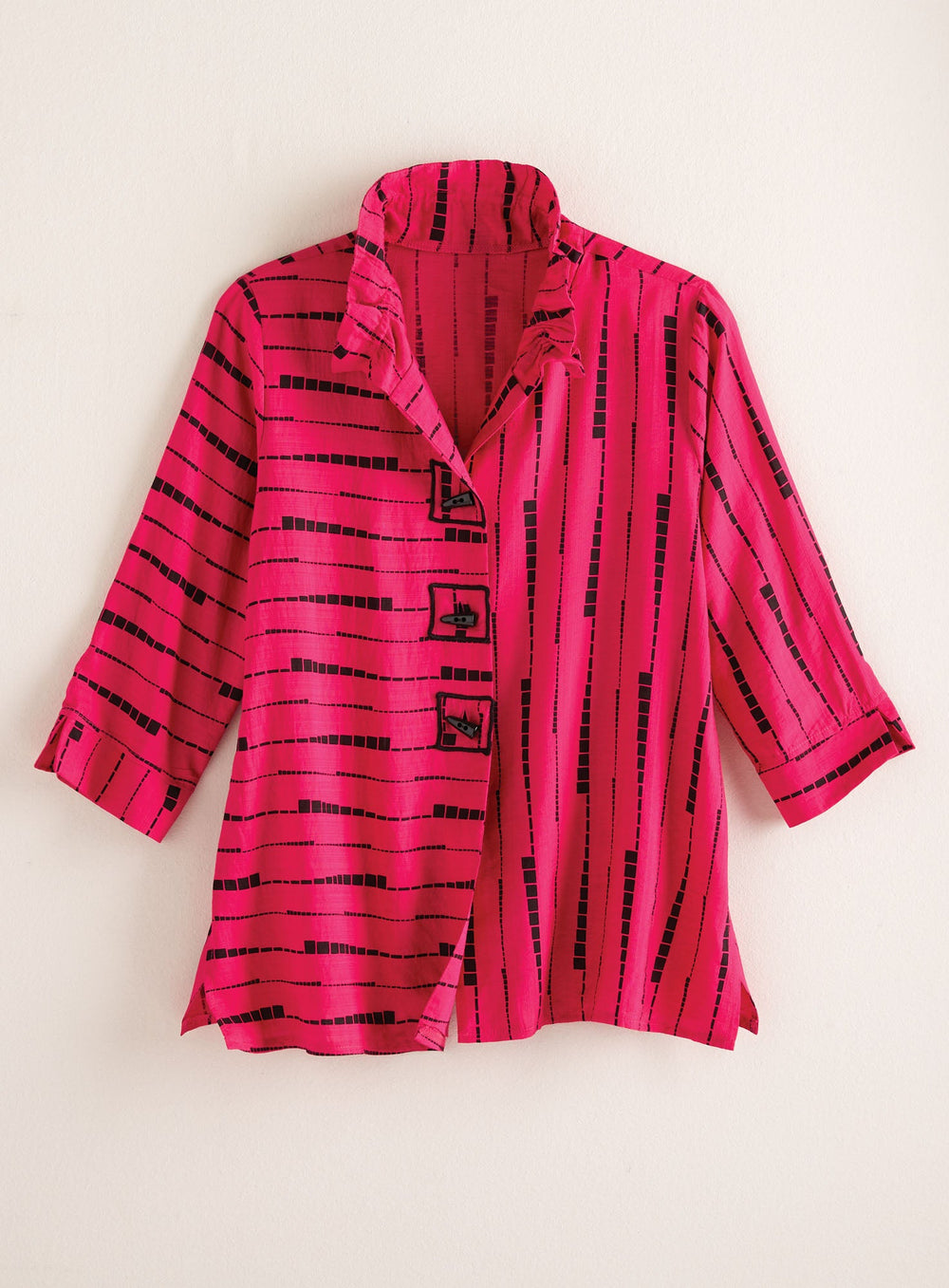 Brushstroke Stripe Wire-Collar Shirt Jacket