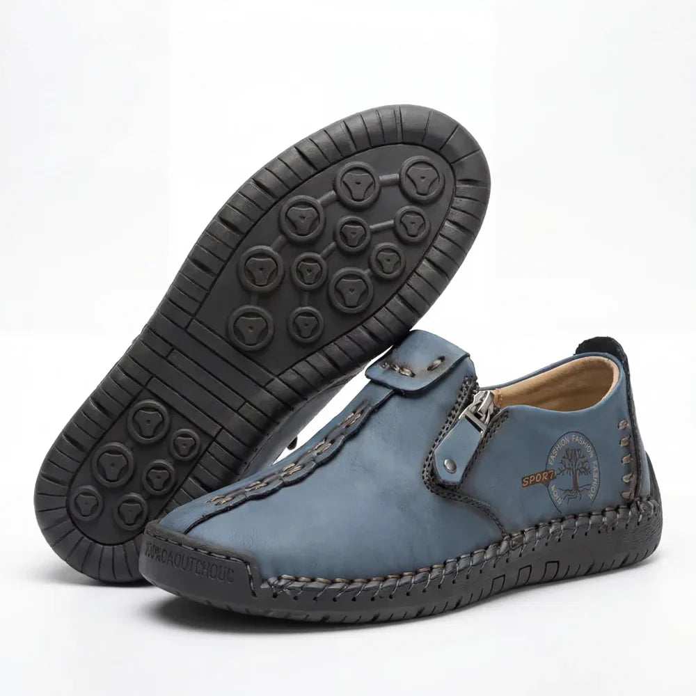 Hand-Stitched Side-Zip Slip-On Loafers