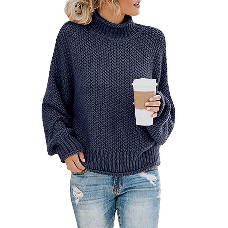 Chunky Turtleneck Knit Sweater