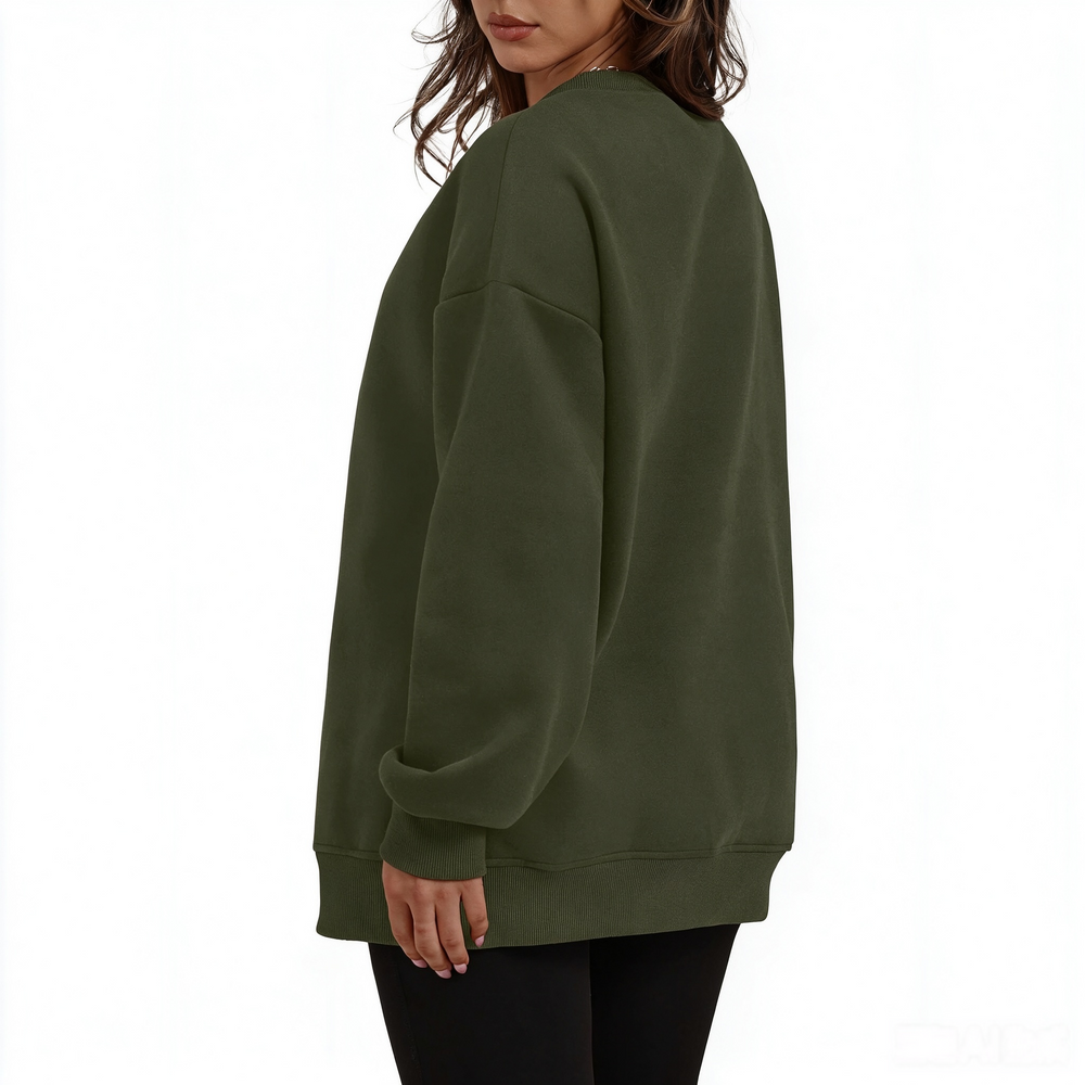 Fleece-Lined Oversized Crewneck Sweatshirt