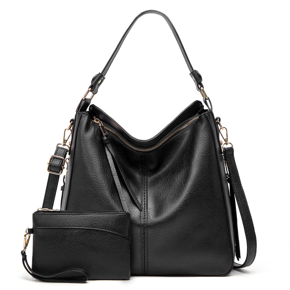 Slouchy Vegan Leather Hobo Bag with Pouch