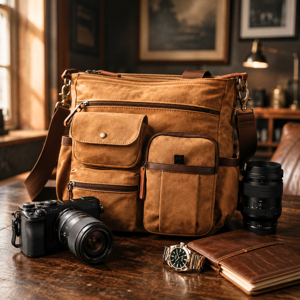 Men's Canvas Multi-Pocket Messenger Bag