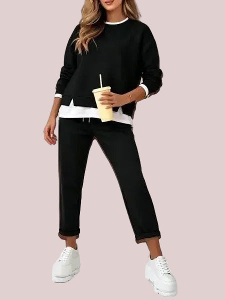 Layered-Look Sweatshirt & Jogger Set