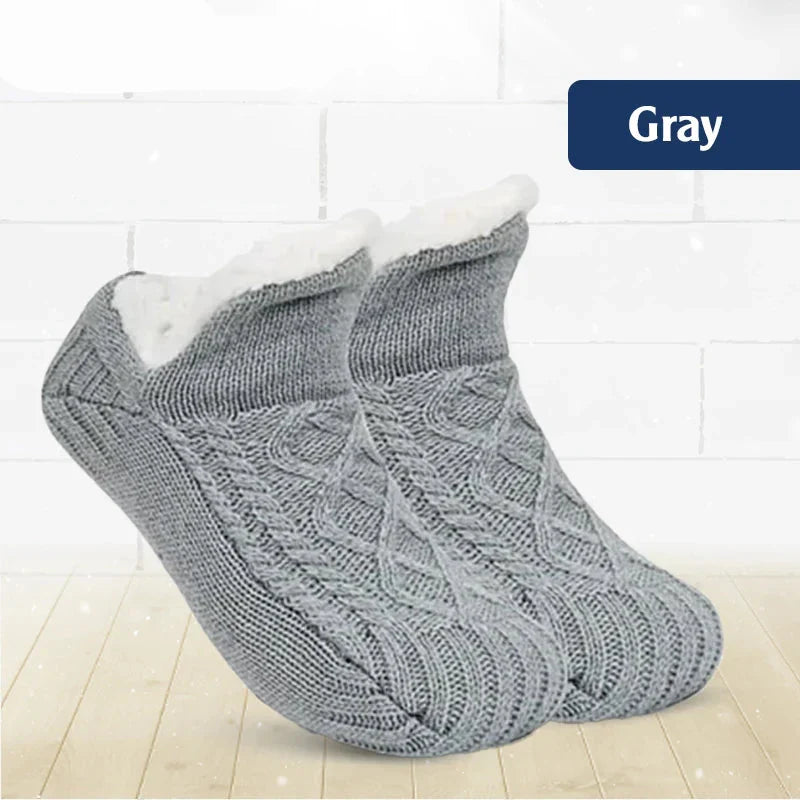Cable-Knit Sherpa-Lined Slipper Socks