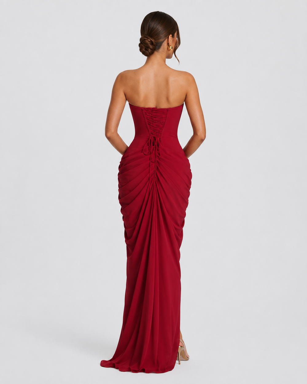Strapless Draped Maxi Gown