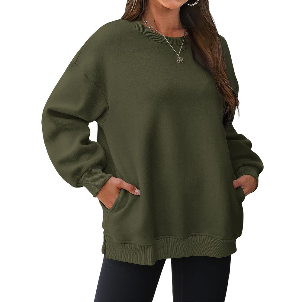 Fleece-Lined Oversized Crewneck Sweatshirt