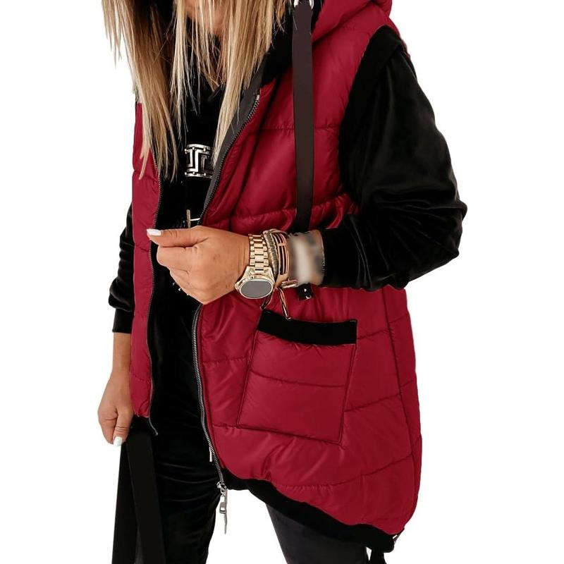 Hooded Puffer Vest with Pockets
