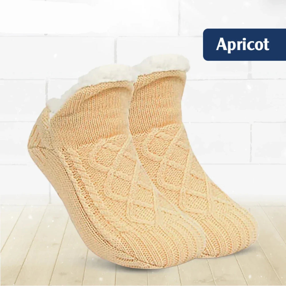 Cable-Knit Sherpa-Lined Slipper Socks