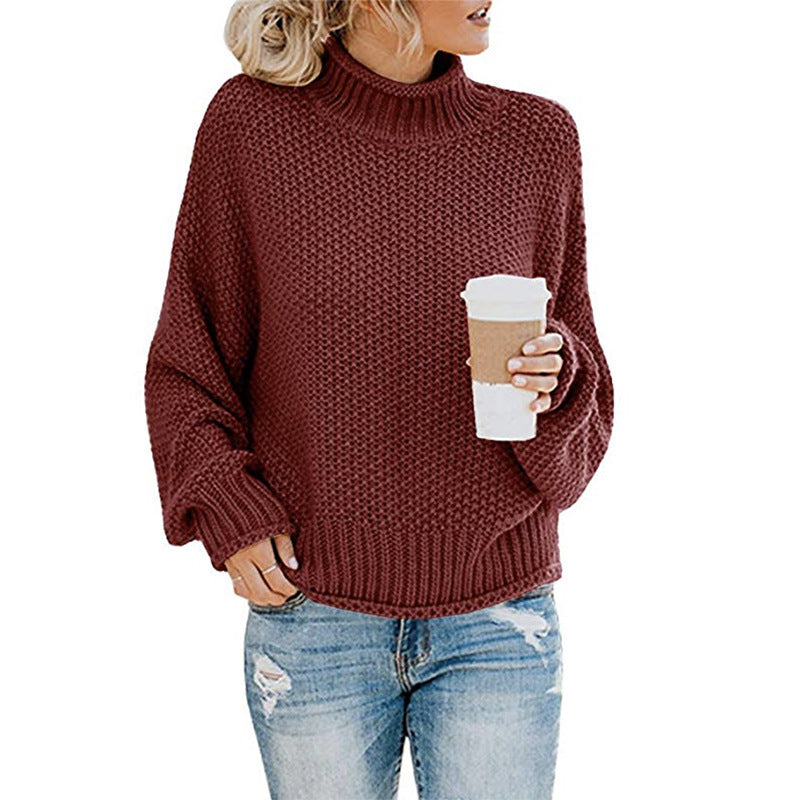 Chunky Turtleneck Knit Sweater
