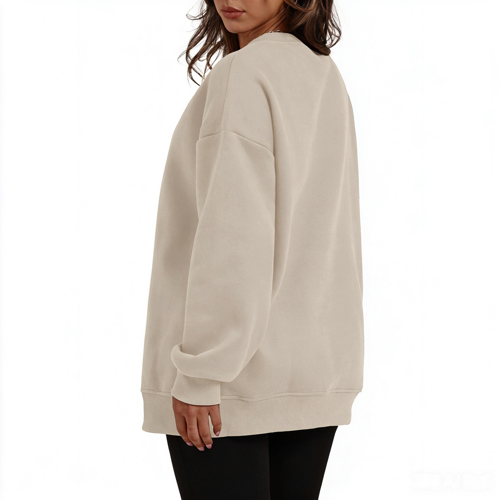 Fleece-Lined Oversized Crewneck Sweatshirt