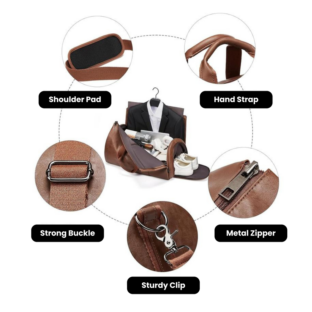 Men's Vegan Leather Weekender Duffel Bag