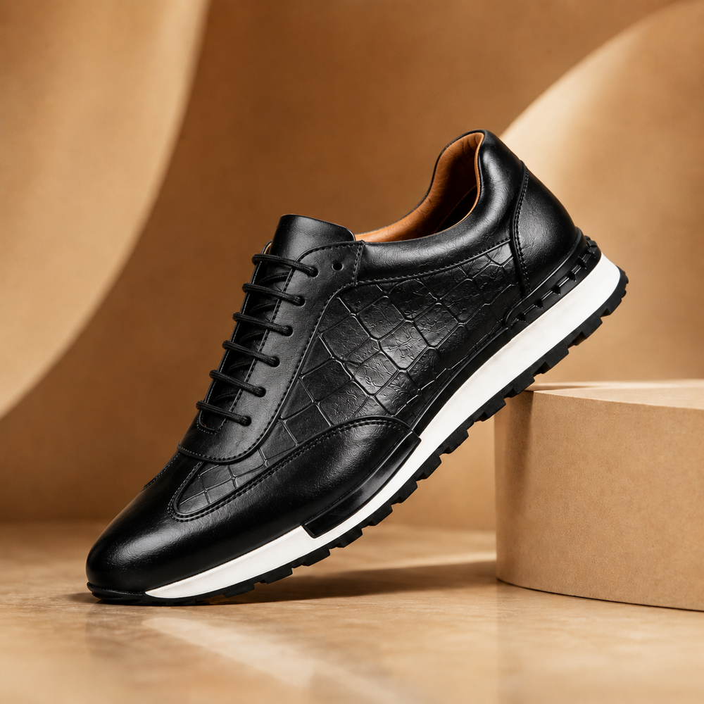 Men's Textured Leather-Look Sneakers