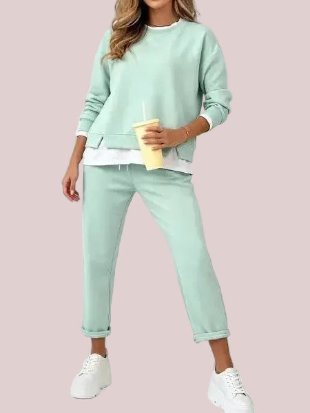 Layered-Look Sweatshirt & Jogger Set