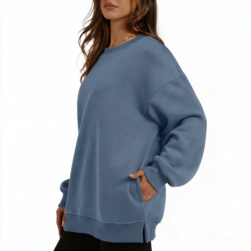 Fleece-Lined Oversized Crewneck Sweatshirt