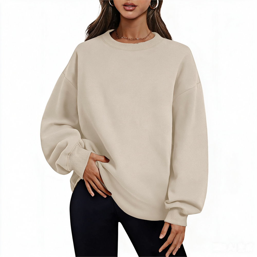 Fleece-Lined Oversized Crewneck Sweatshirt