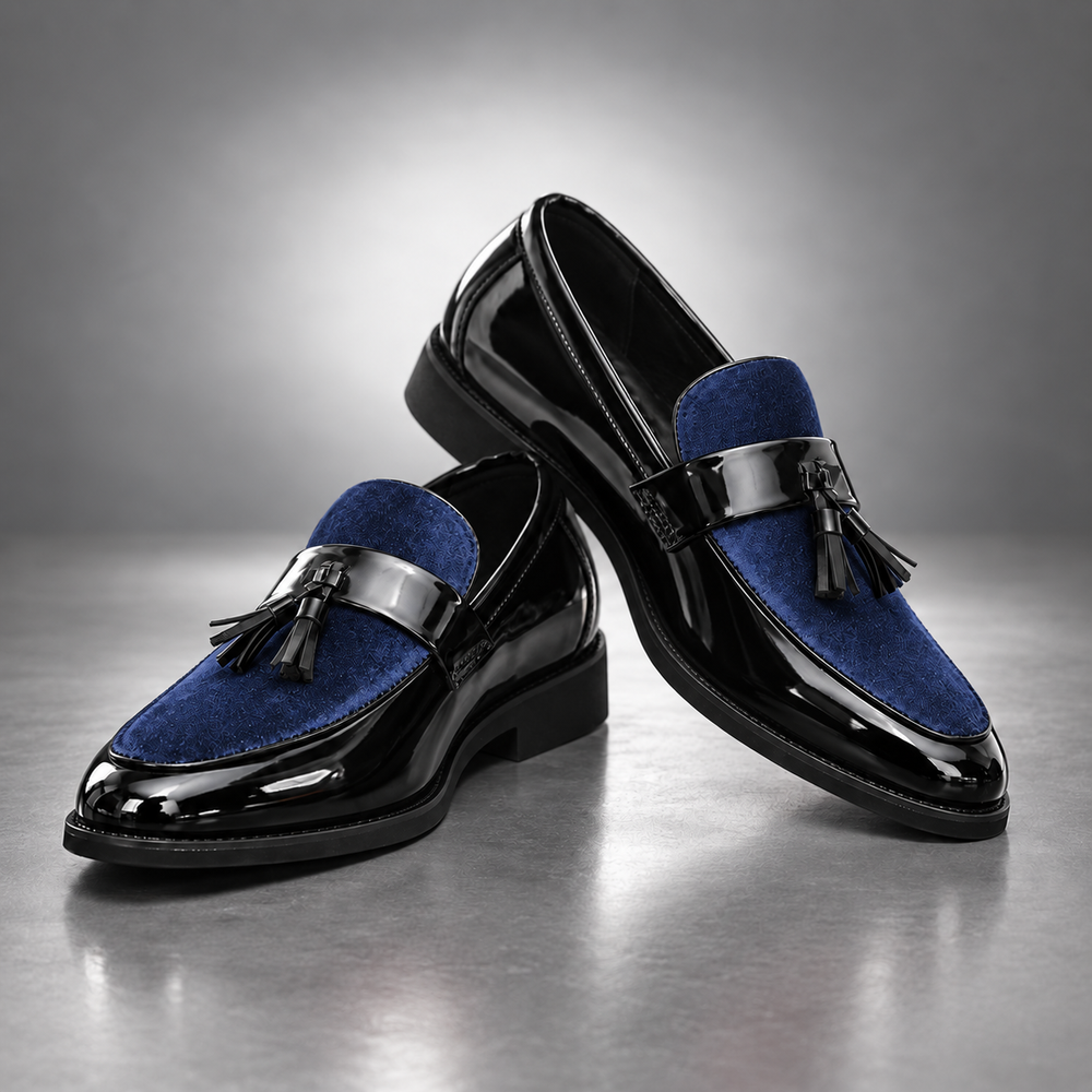 Men's Velvet Tassel Patent Loafers