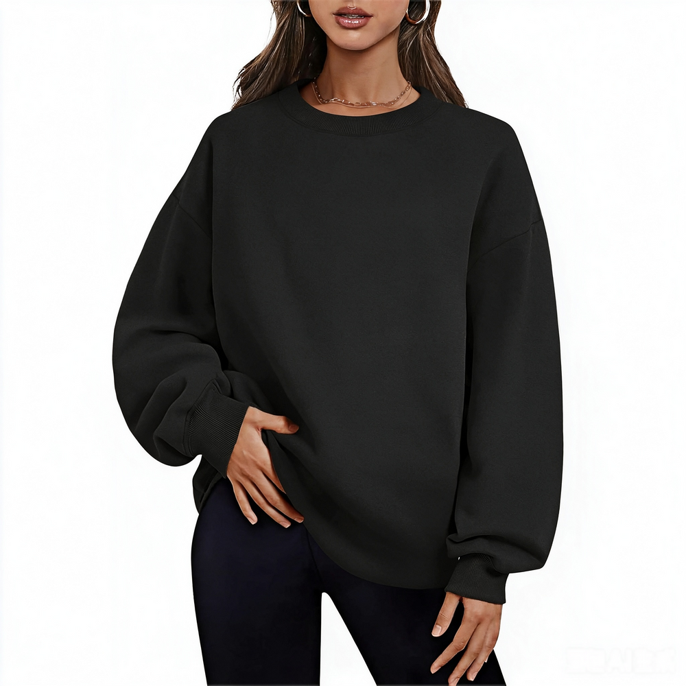 Fleece-Lined Oversized Crewneck Sweatshirt