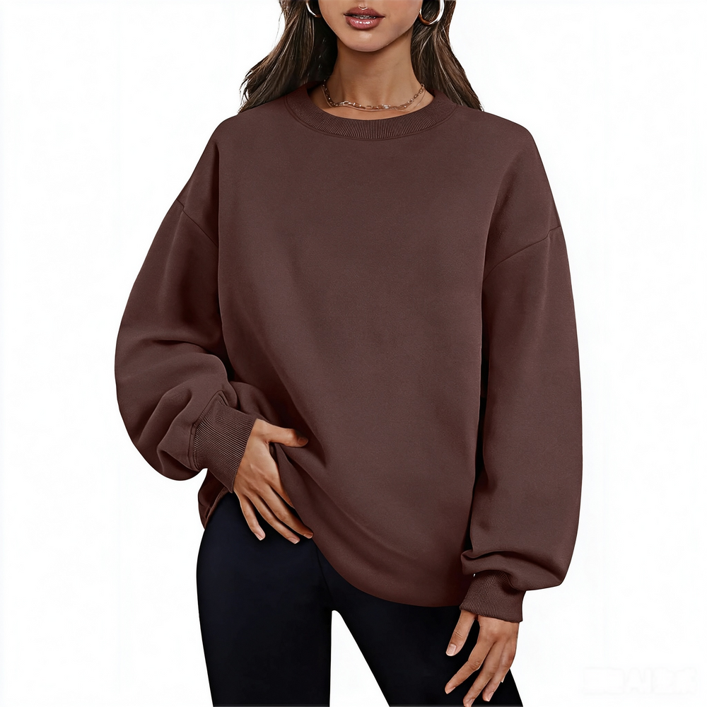 Fleece-Lined Oversized Crewneck Sweatshirt