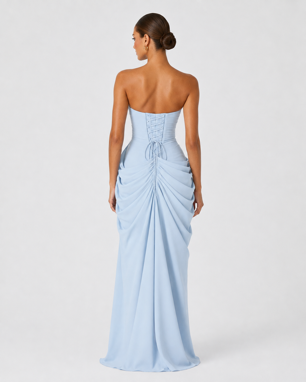 Strapless Draped Maxi Gown