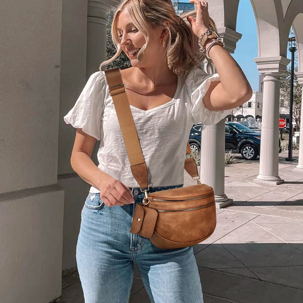 Half-Moon Crossbody Sling Bag with Mini Pouch