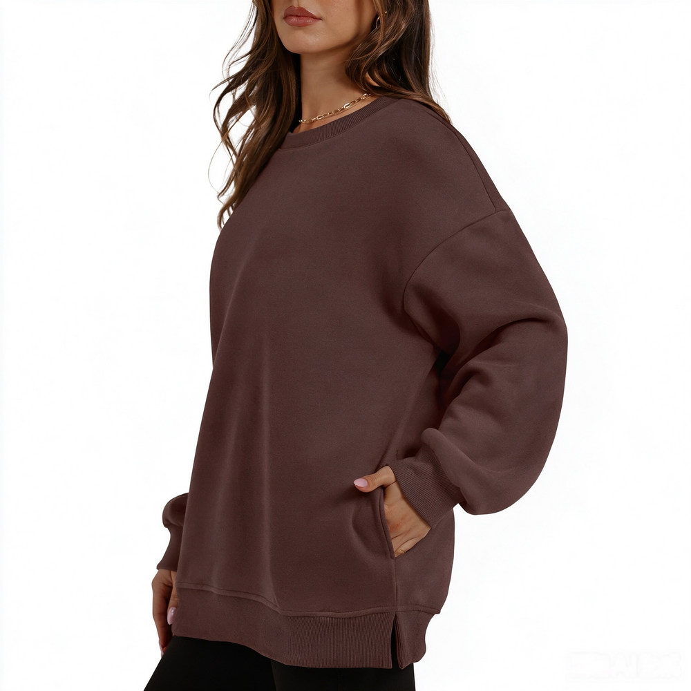 Fleece-Lined Oversized Crewneck Sweatshirt