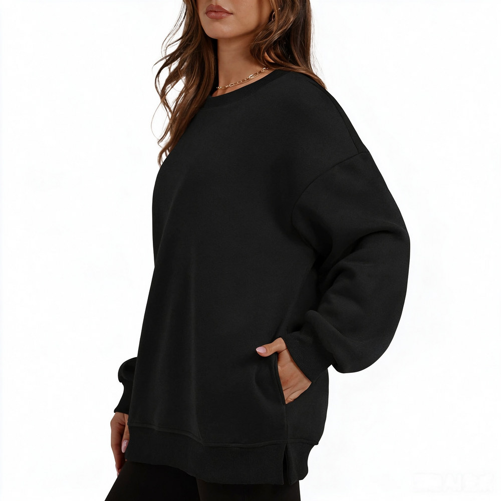 Fleece-Lined Oversized Crewneck Sweatshirt