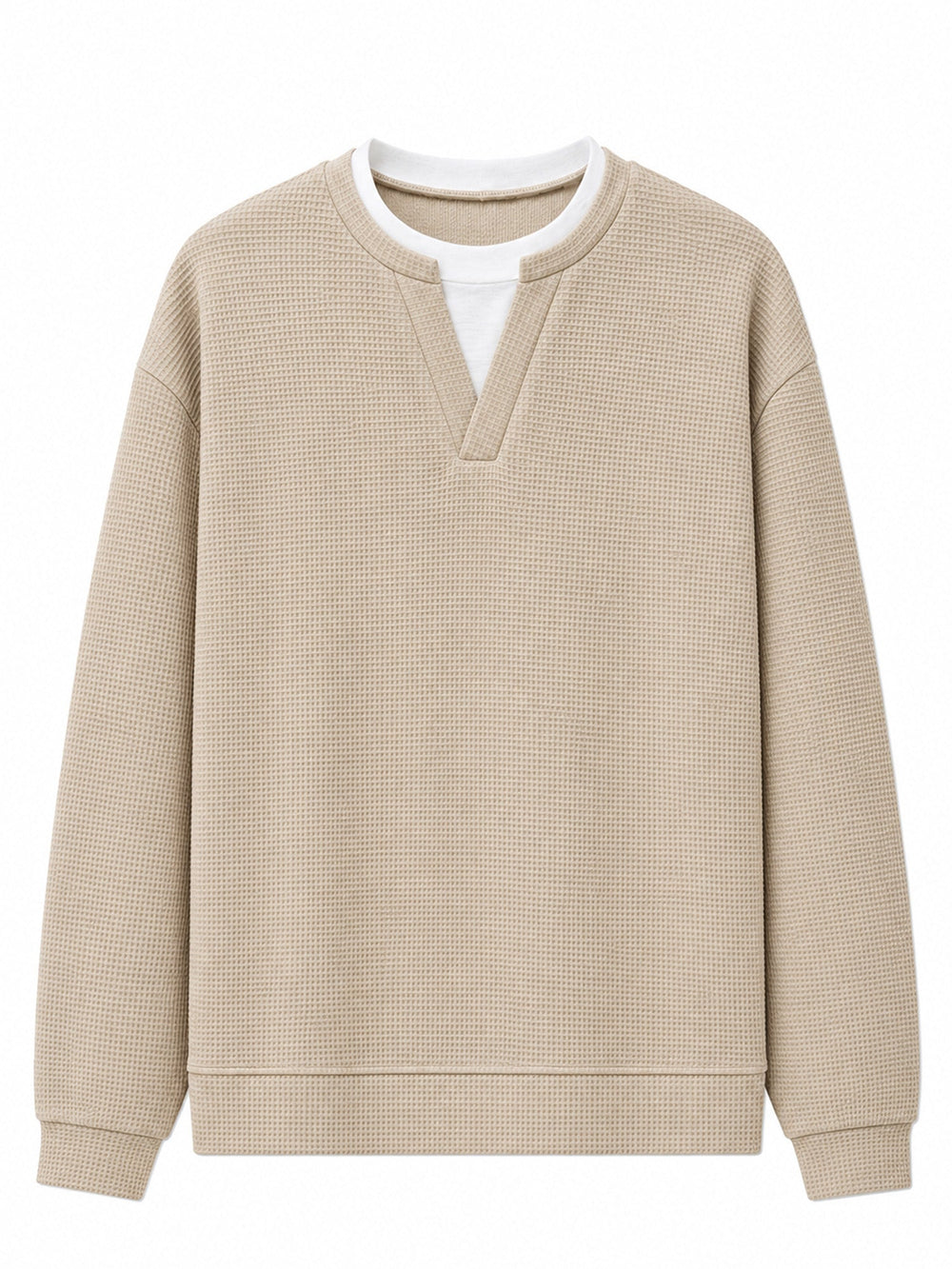 Men's Layered-Look Waffle Knit Long Sleeve