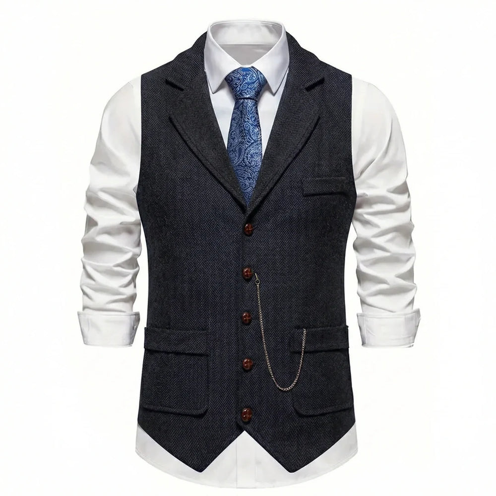 Men's Herringbone Tweed-Style Waistcoat