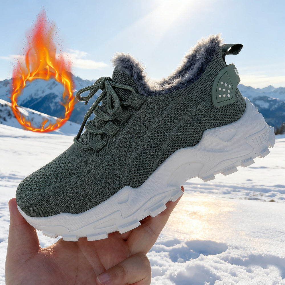 Plush-Lined Knit Sneaker Snow Boots