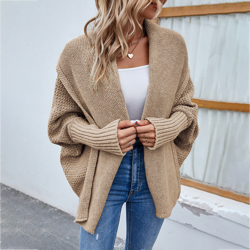 Batwing Shawl-Collar Cocoon Cardigan