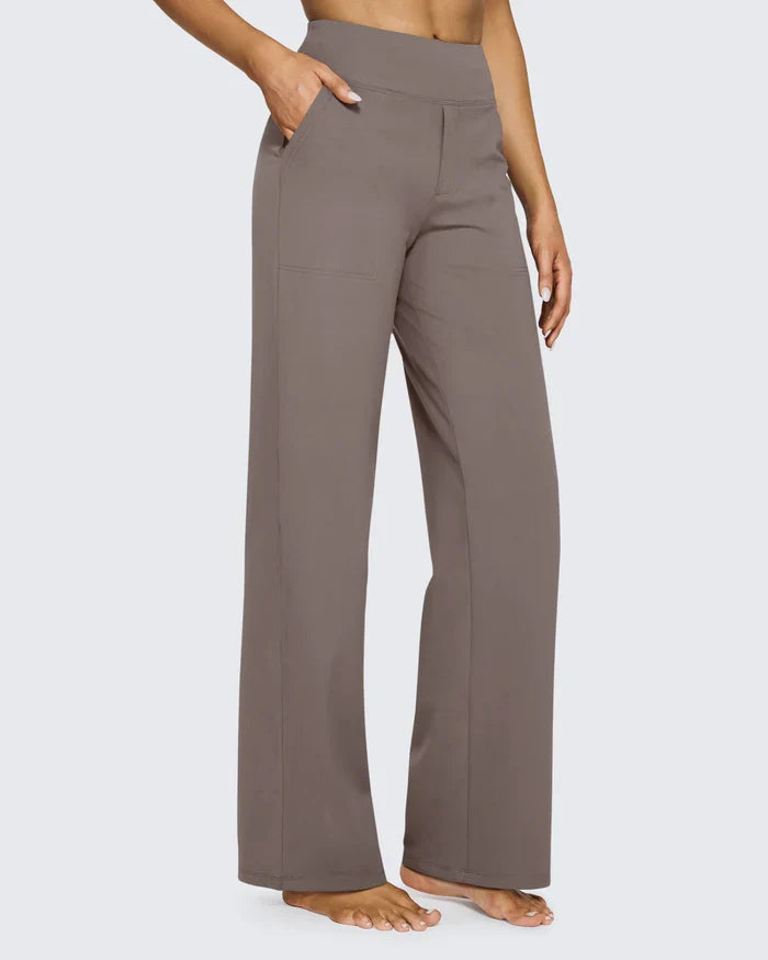 High-Rise Straight-Leg Stretch Pants
