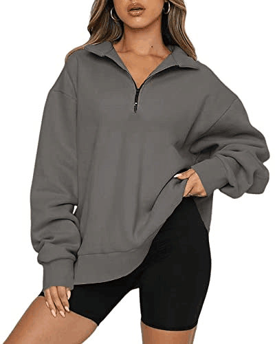 Oversized Half-Zip Pullover Sweatshirt