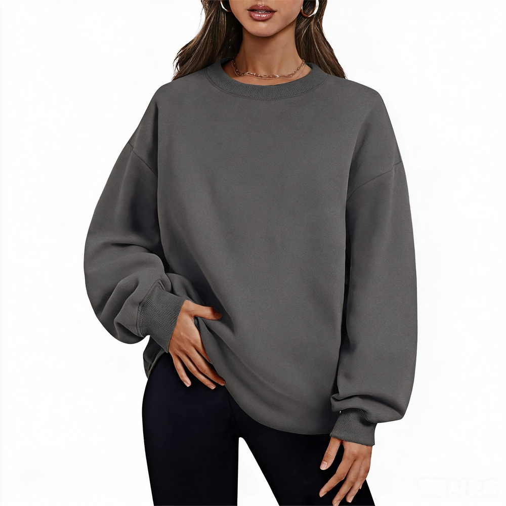 Fleece-Lined Oversized Crewneck Sweatshirt
