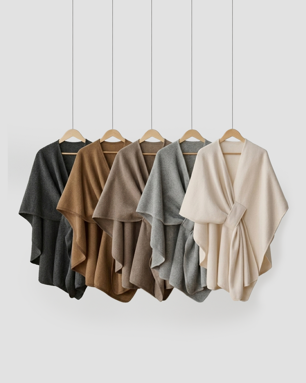 Knotted-Front Fleece Drape Shawl