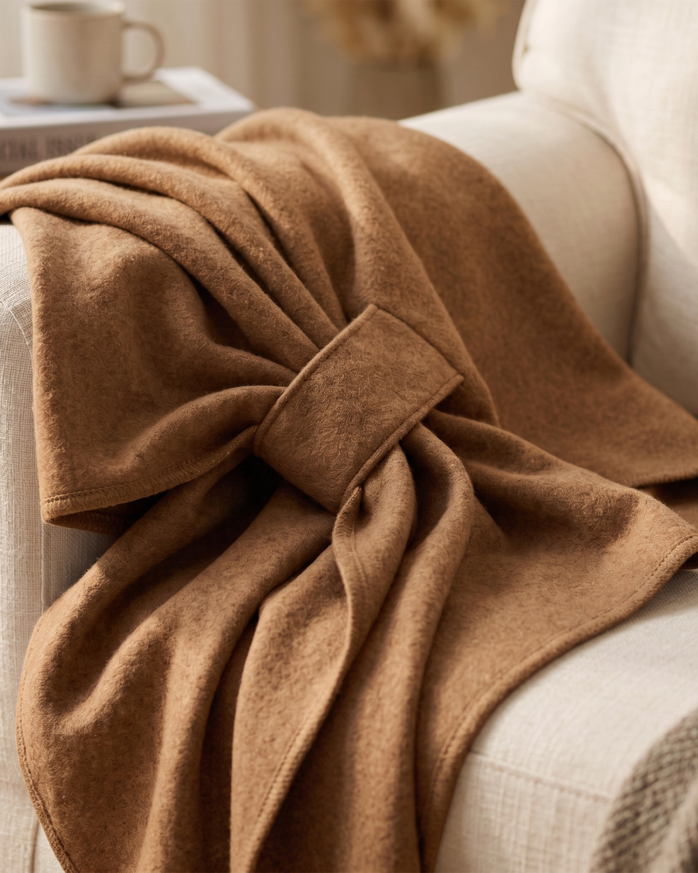 Knotted-Front Fleece Drape Shawl