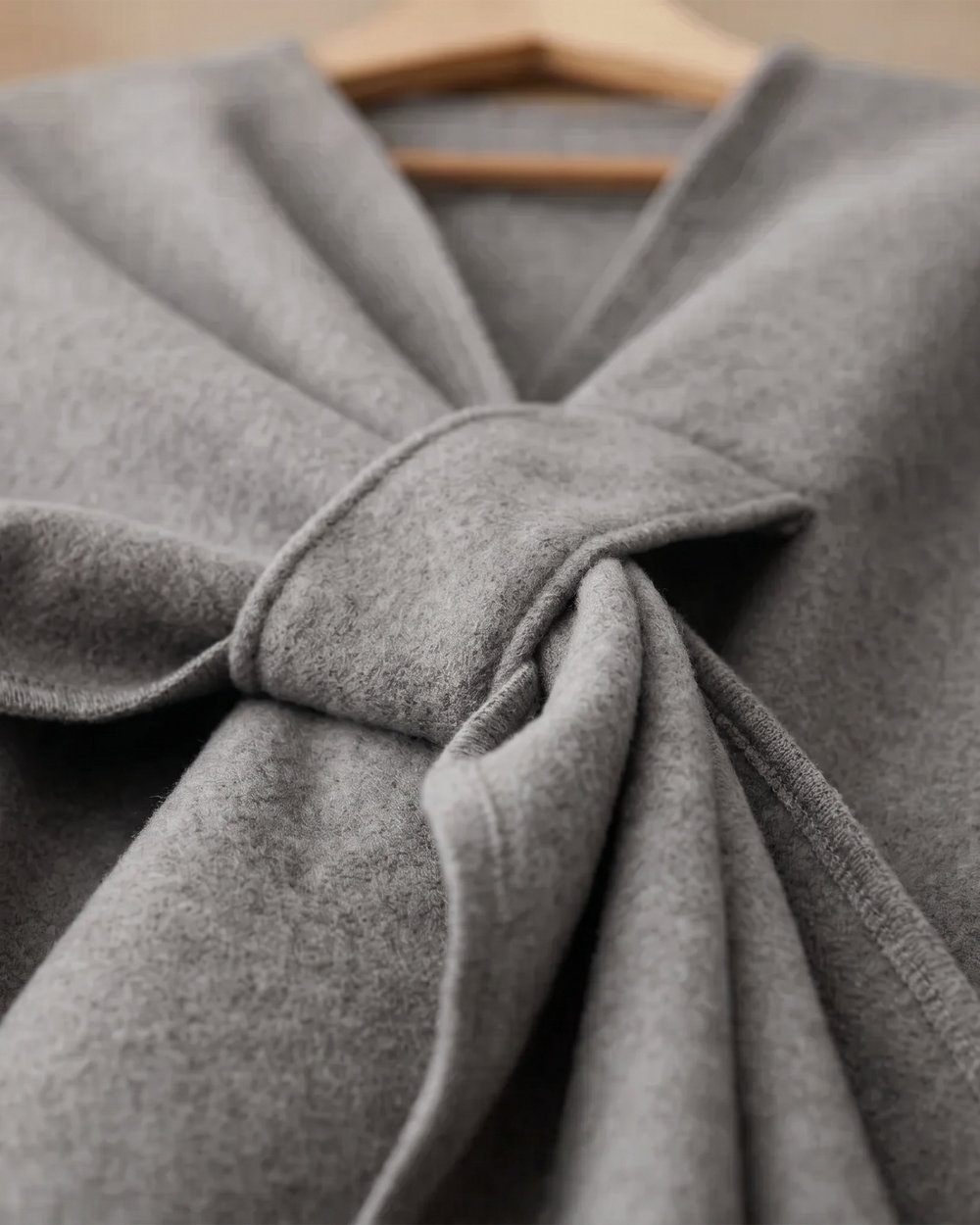 Knotted-Front Fleece Drape Shawl