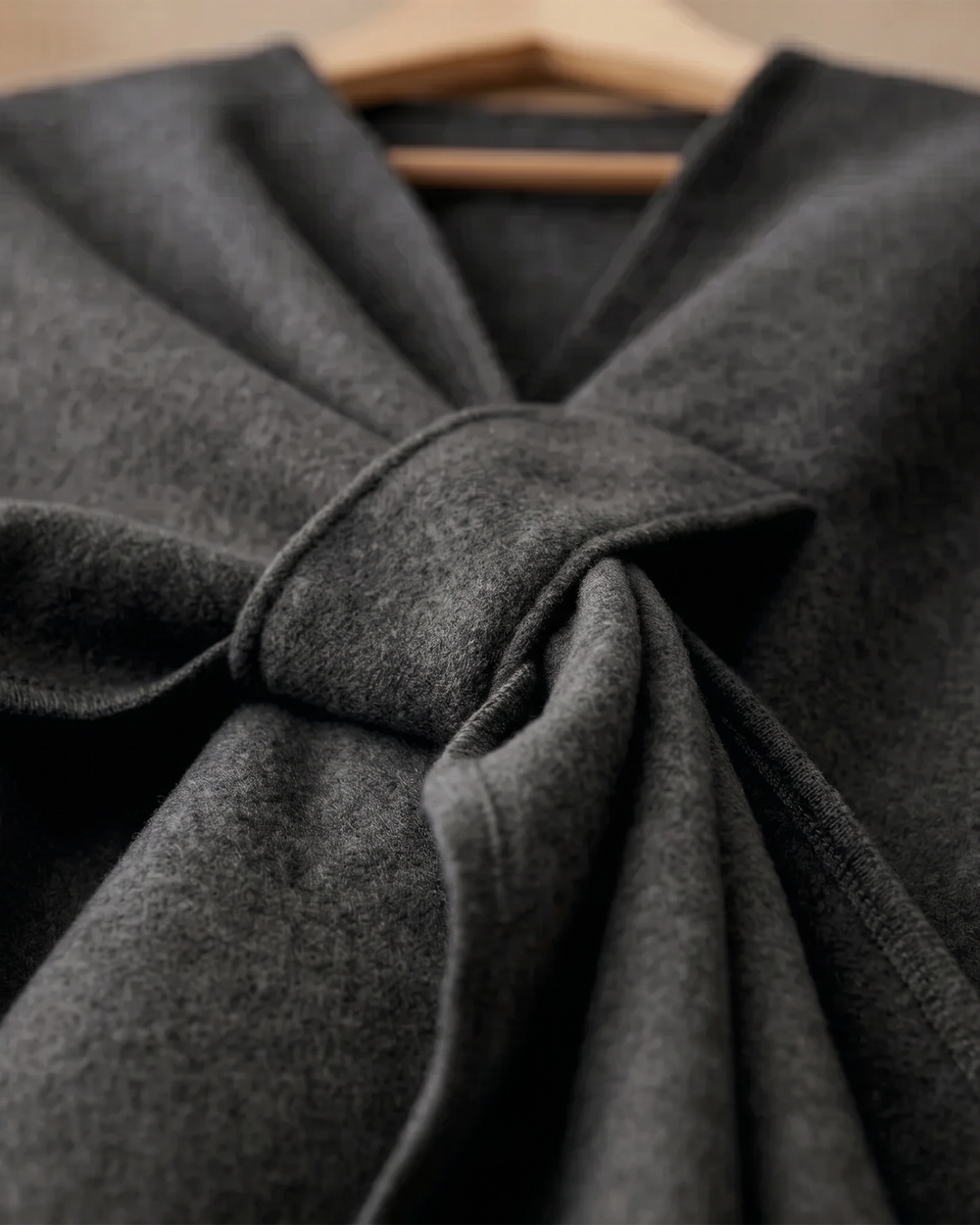 Knotted-Front Fleece Drape Shawl