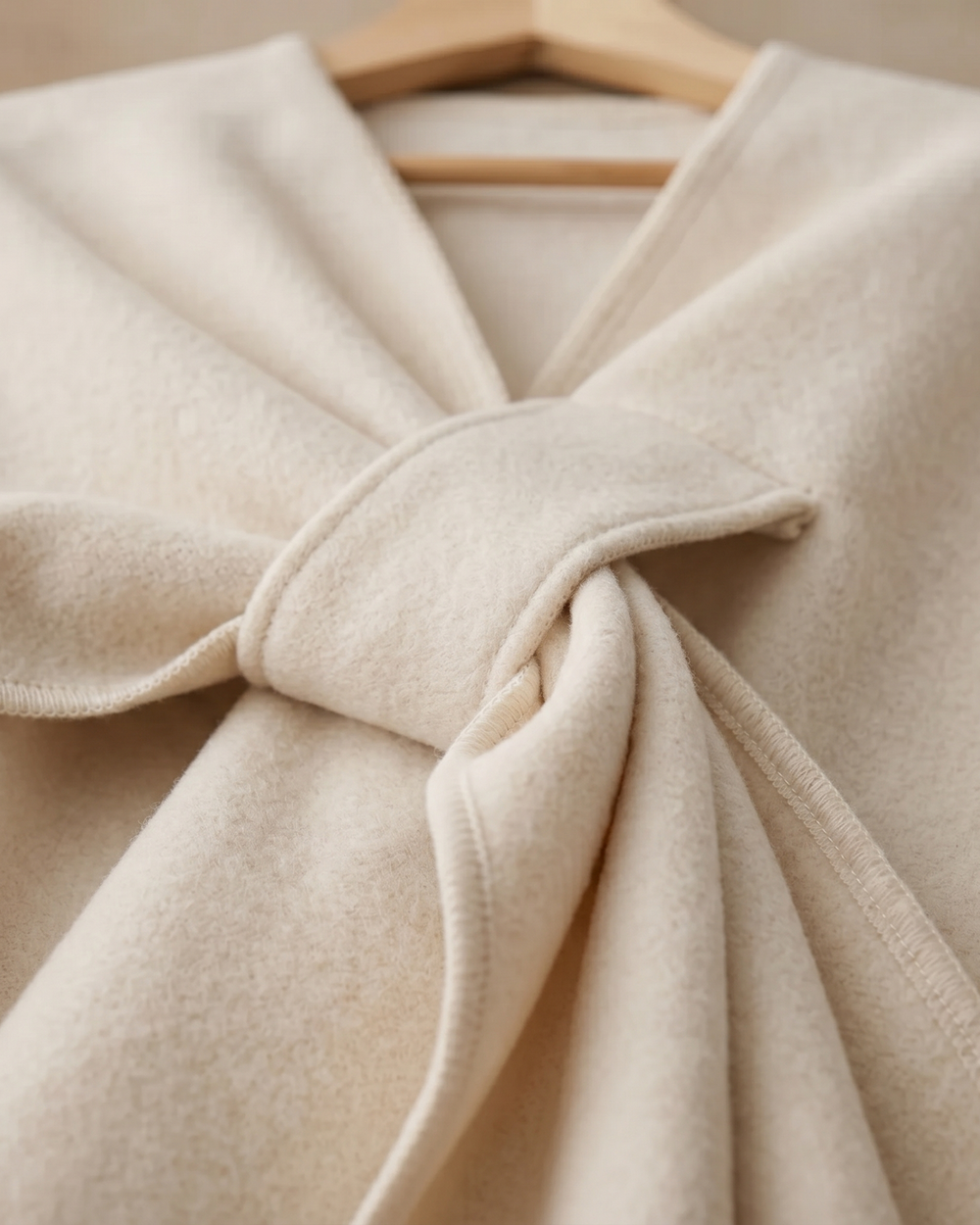 Knotted-Front Fleece Drape Shawl