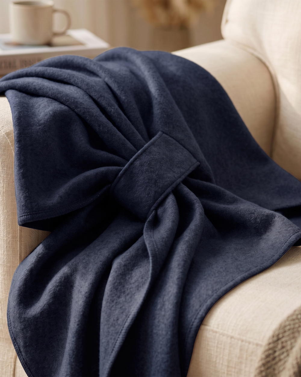 Knotted-Front Fleece Drape Shawl